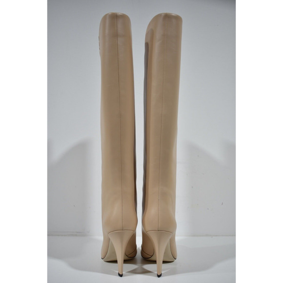 Fendi Karligraphy FF Logo Motif Poudre Beige Nude Leather Knee High Heel Boot 40 - Picture 11 of 12